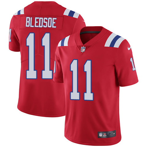 Nike Patriots #11 Drew Bledsoe Red Alternate Men's Stitched NFL Vapor Untouchable Limited Jersey - Click Image to Close
